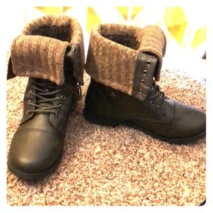 Brown combat boots